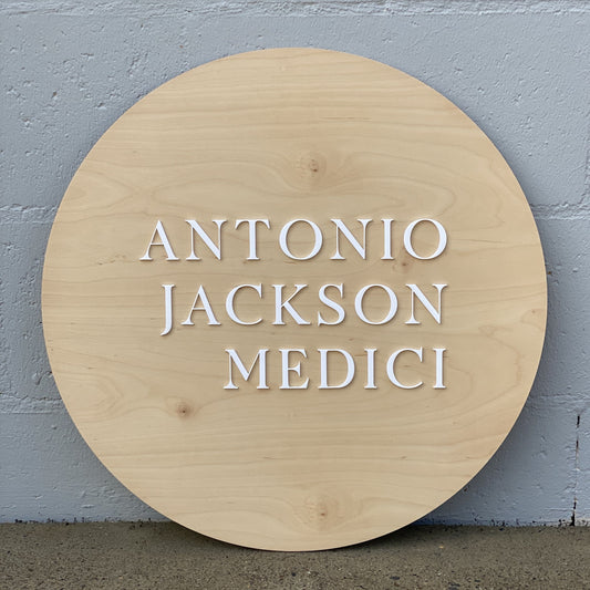 Custom 3D acrylic/timber name plaque