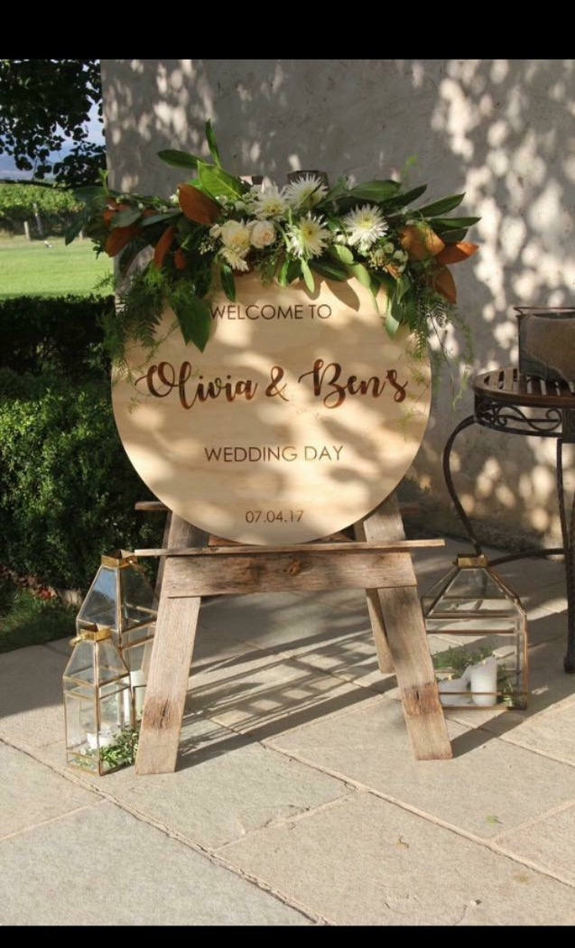 Custom engraved round timber sign