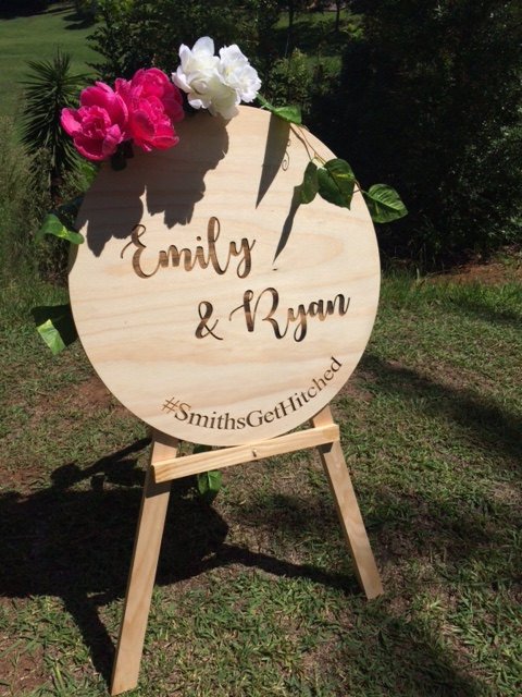 Custom engraved round timber sign