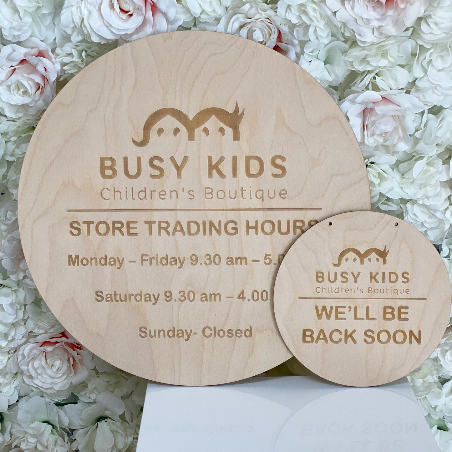 Custom engraved timber business sign