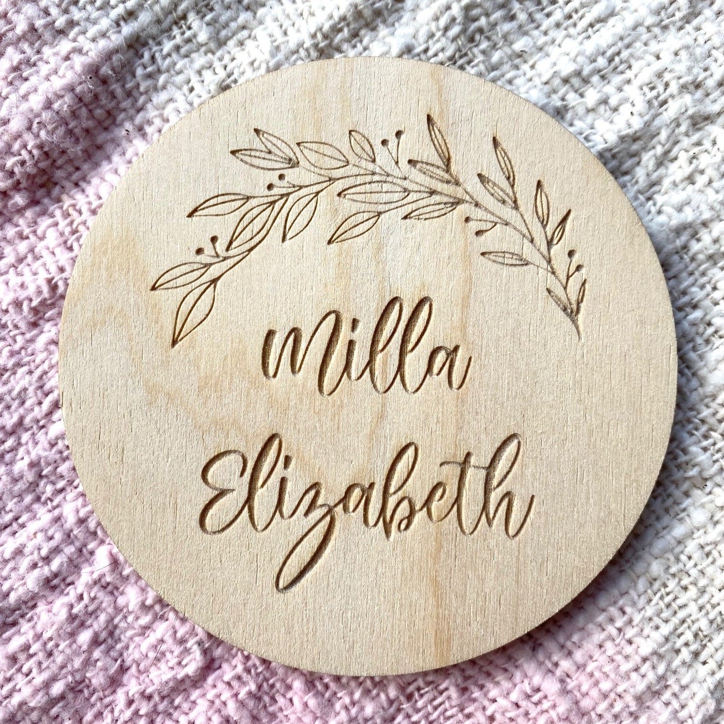 Custom engraved timber name plaque