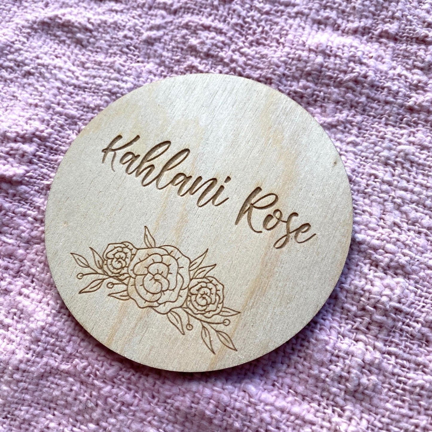 Custom engraved timber name plaque